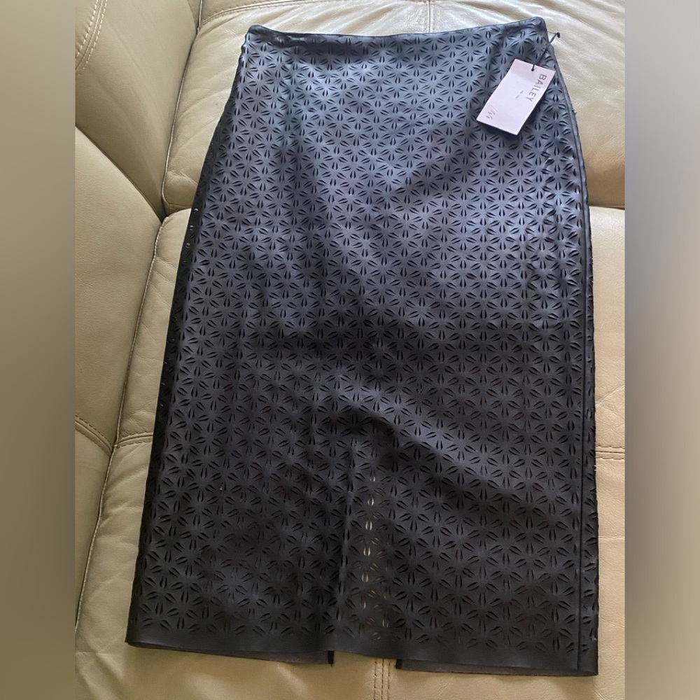 Bailey 44 NWT Black Faux Leather Pencil Skirt with Eyelet Cutout Design
